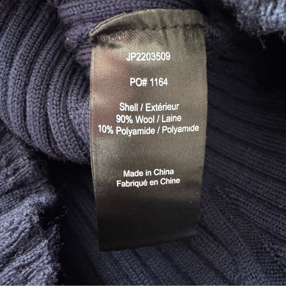 Jason Wu Ribbed Knit Wool Cropped Crew Neck Sweater Top Slim Fit Navy Size Large - Picture 8 of 9